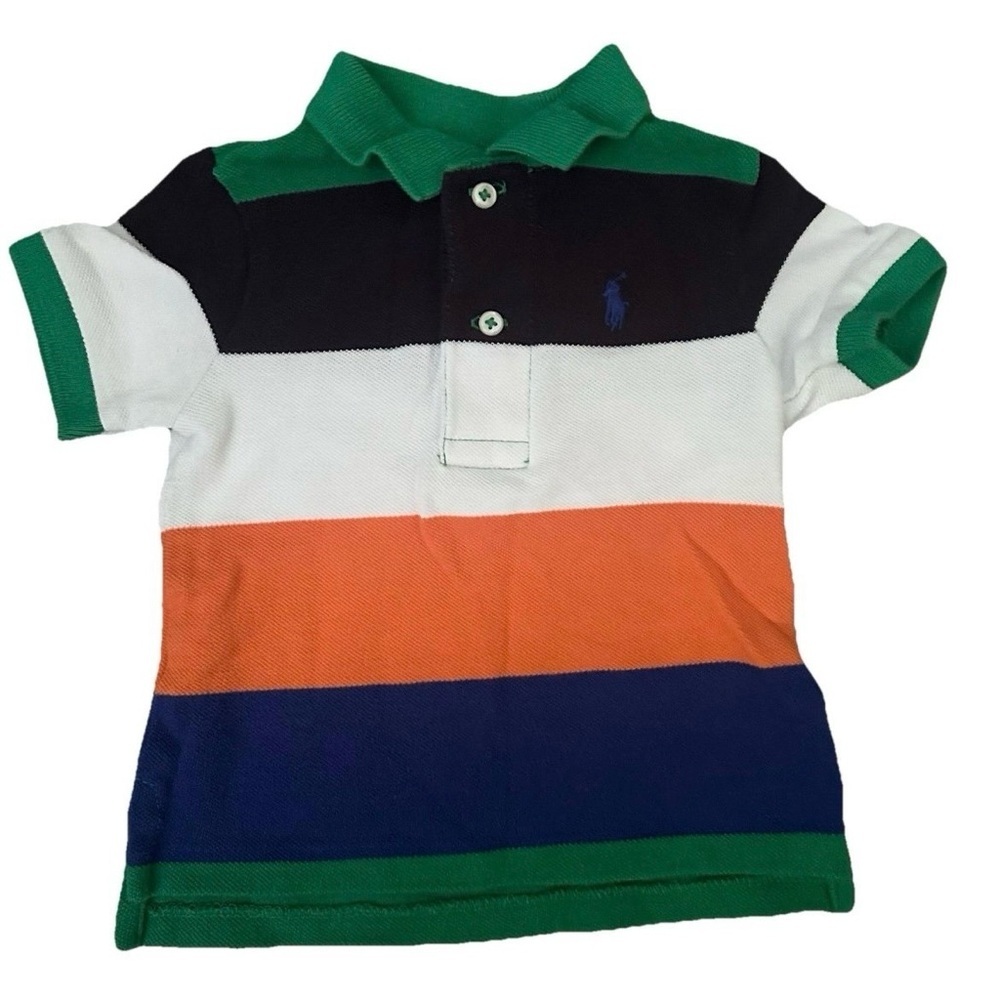 Ralph Lauren Infant Baby Striped Polo Short Sleeve Shirt Size 9 Months